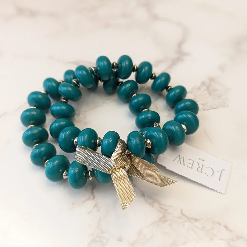J.Crew Factory Chunky Bead Stretch Bracelets Set-of-Two